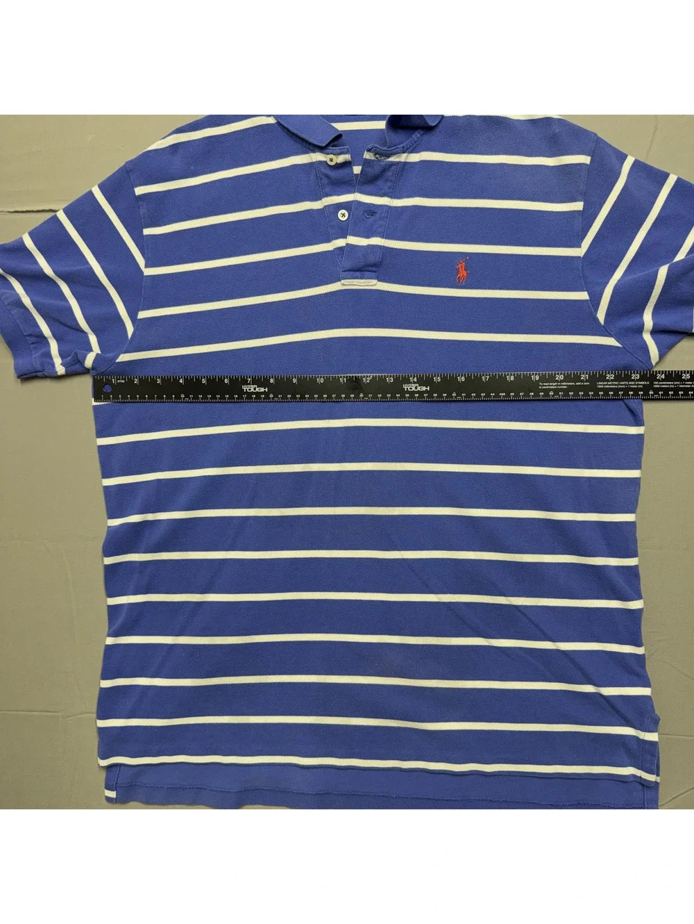 Polo Ralph Lauren Mens Vintage Cotton Striped Polo Shirt XL Blue White 90s Pony